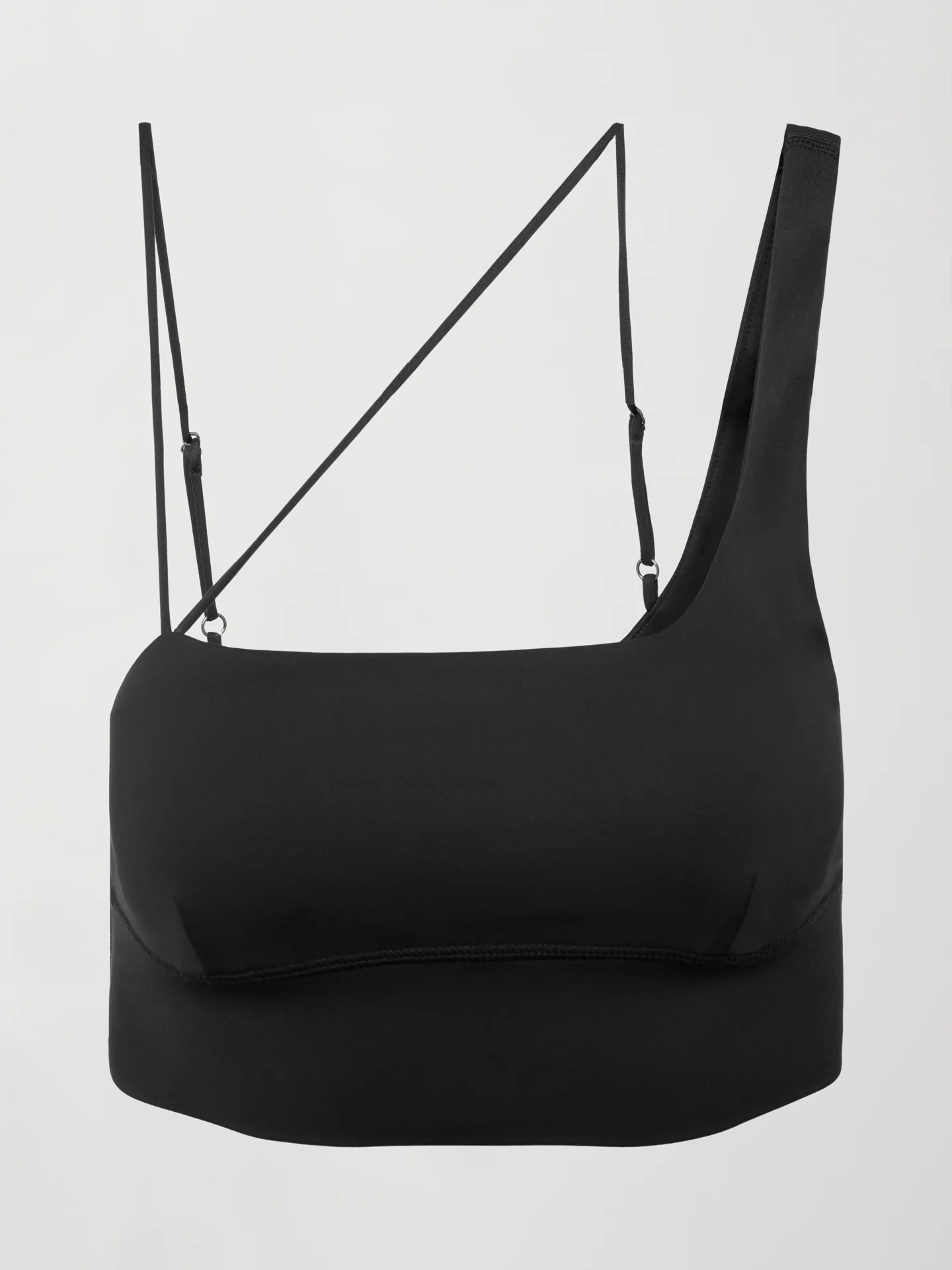 Asymmetrical Strappy Bra in Diamond Compression - Black - Image 9