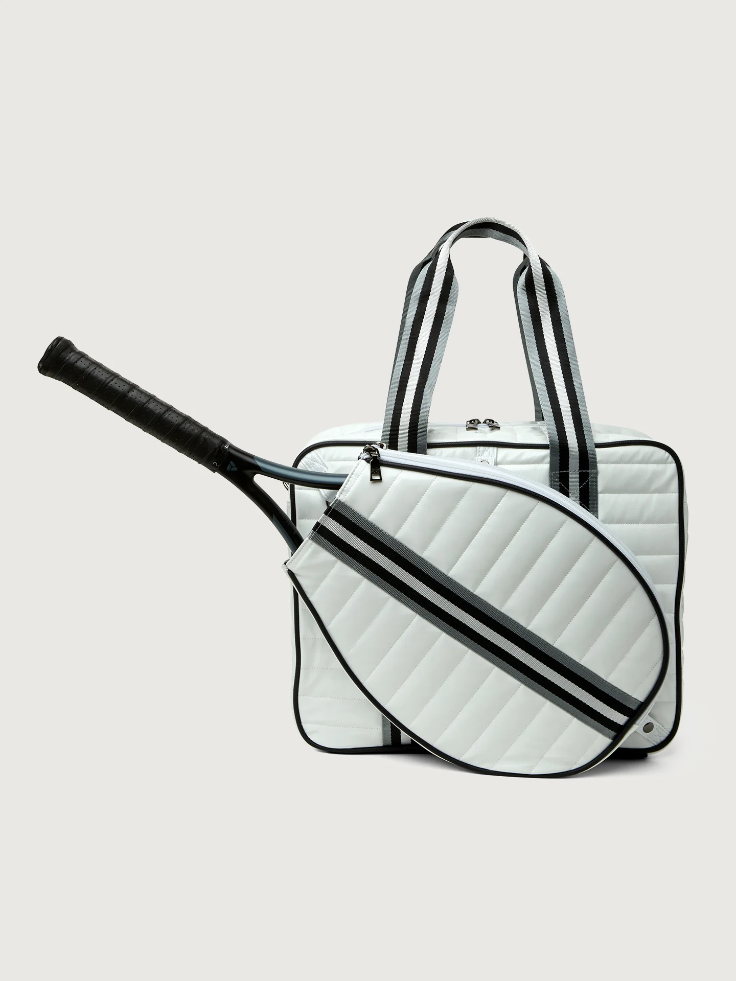 You are the Champion Tennis Bag - White Patent/ Black/ White Web - Image 14